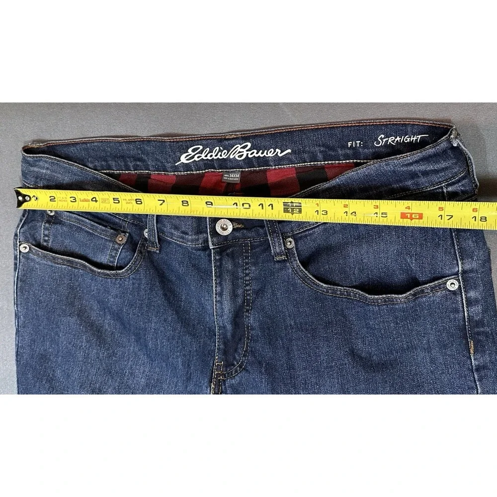 Eddie Bauer Fleece Lined Jeans Mens Thermal Straight Fit Denim Size 34x34